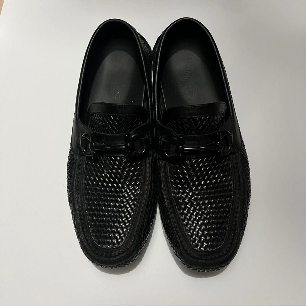 Salvatore Ferragamo Men’s Shoes Parigi Woven Black Leather Loafer